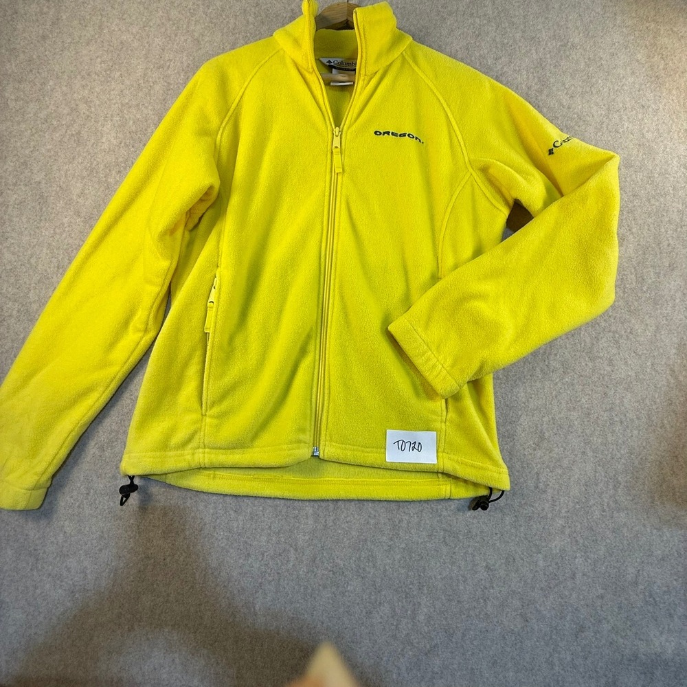 Columbia‎ Oregon Ducks Fleece Jacket Womens Medium Yellow Full Zip Mock Neck
